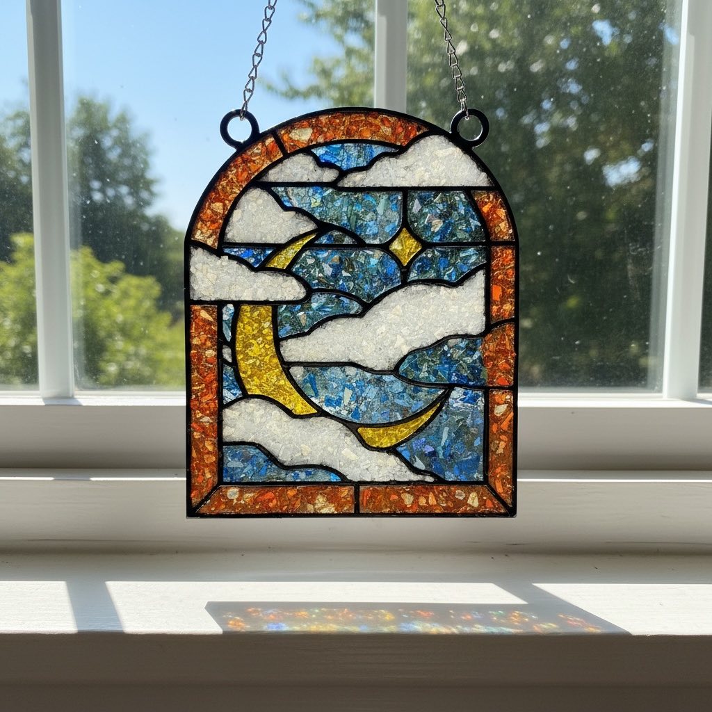 Night Sky Crushed Glass Sun Catcher