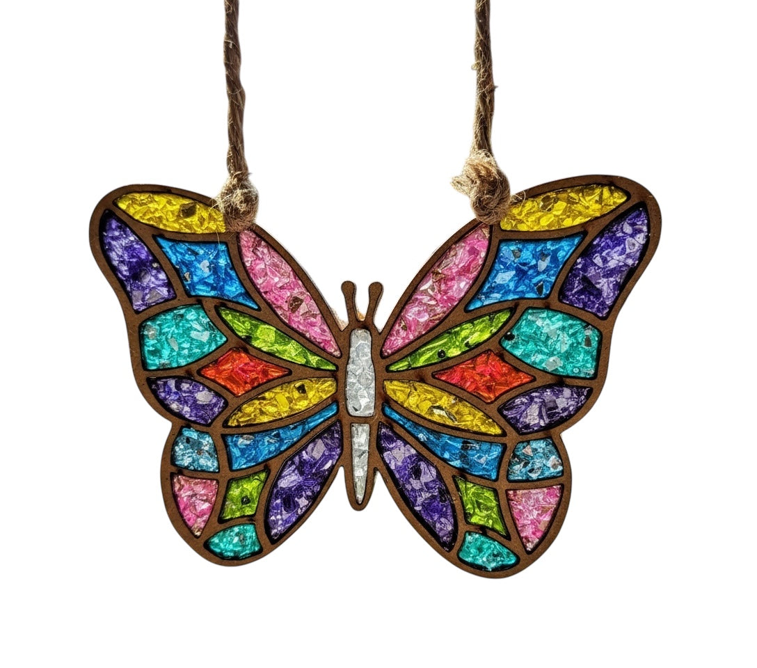 Butterfly Crushed Glass Sun Catcher