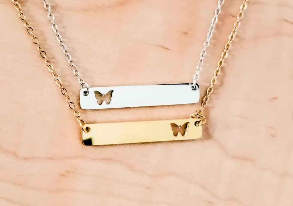 Butterfly Cutout Horizontal Bar Necklace