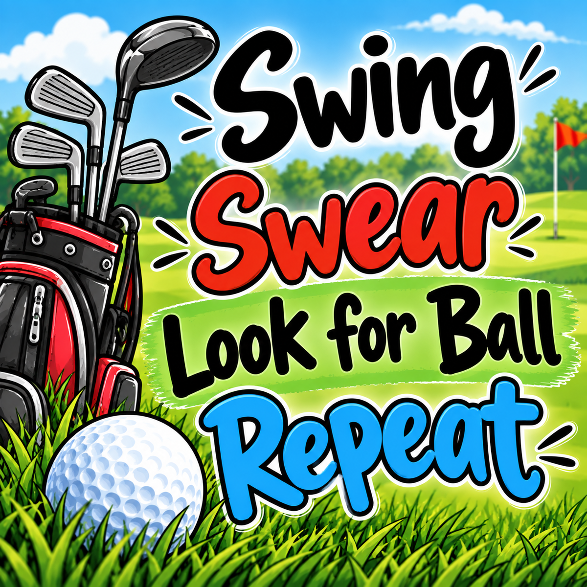 Swing Swear Look Repeat Golf magnet