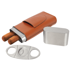 Laserable Leatherette Cigar Case with Cutter - engraved your design