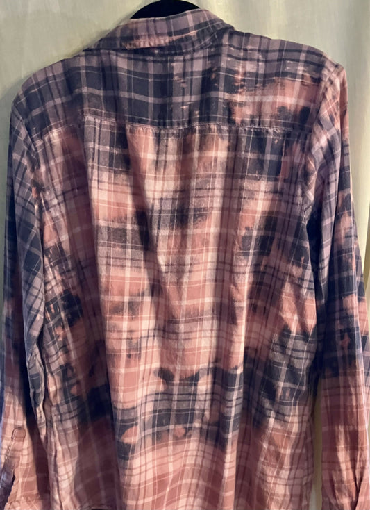 Hand Bleached purple flannel sz XL #2914