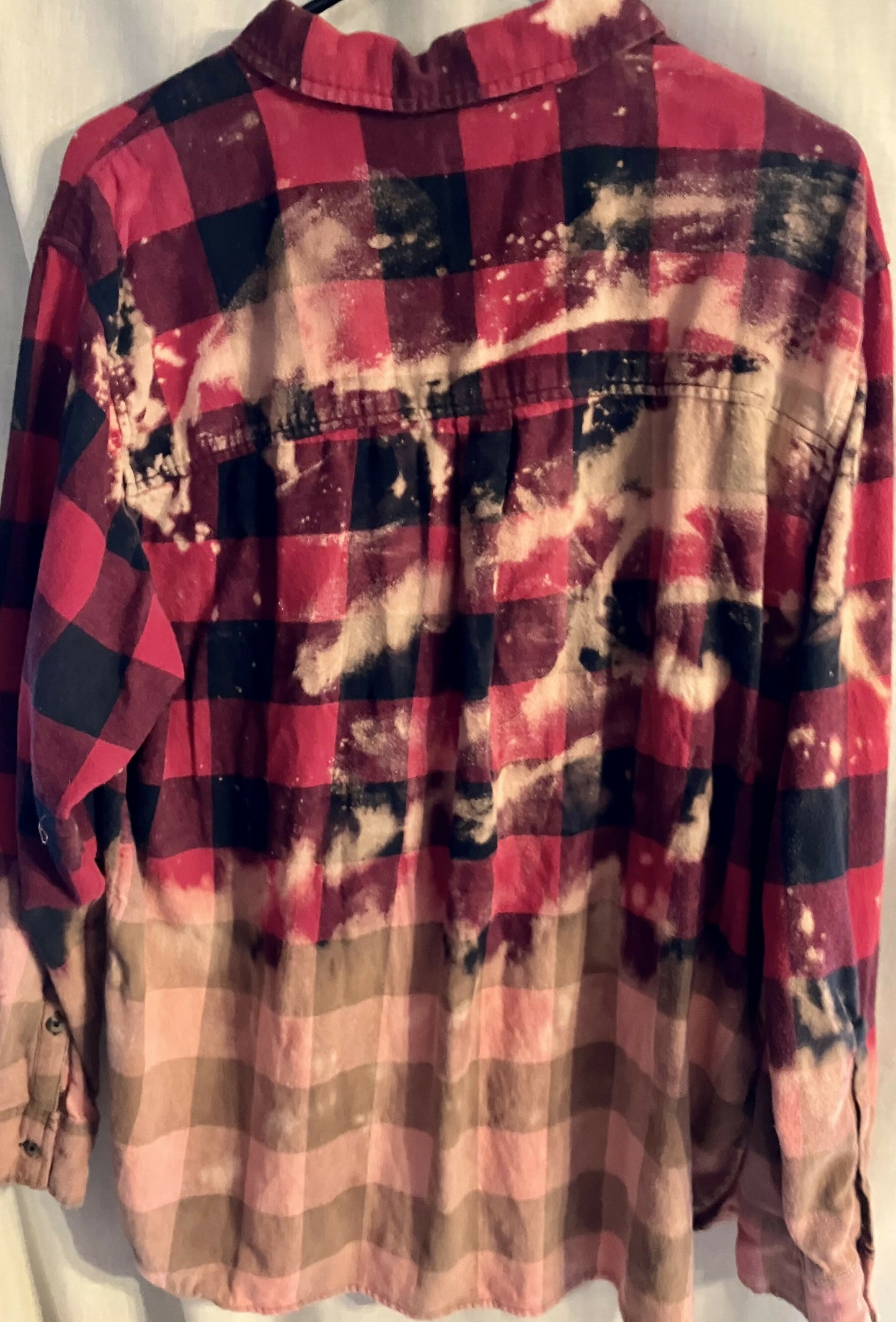 Hand Bleached Buffalo plaid Flannel #3003