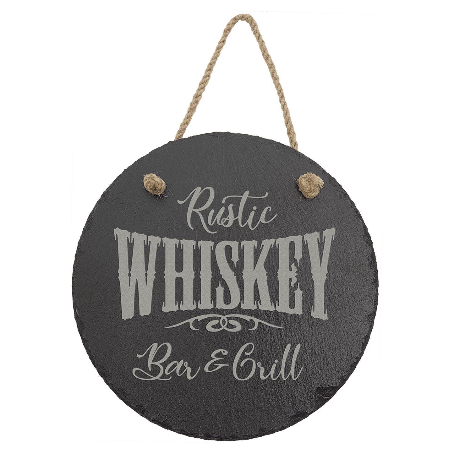 Round Slate Decor with hanging string - your engraved design