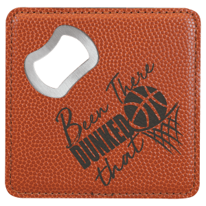 Square Leatherette Bottle Opener Coaster - Engraved with New Ross Logo