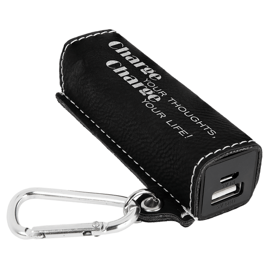 Laserable Leatherette 2200 mAh Power Bank with USB Cord