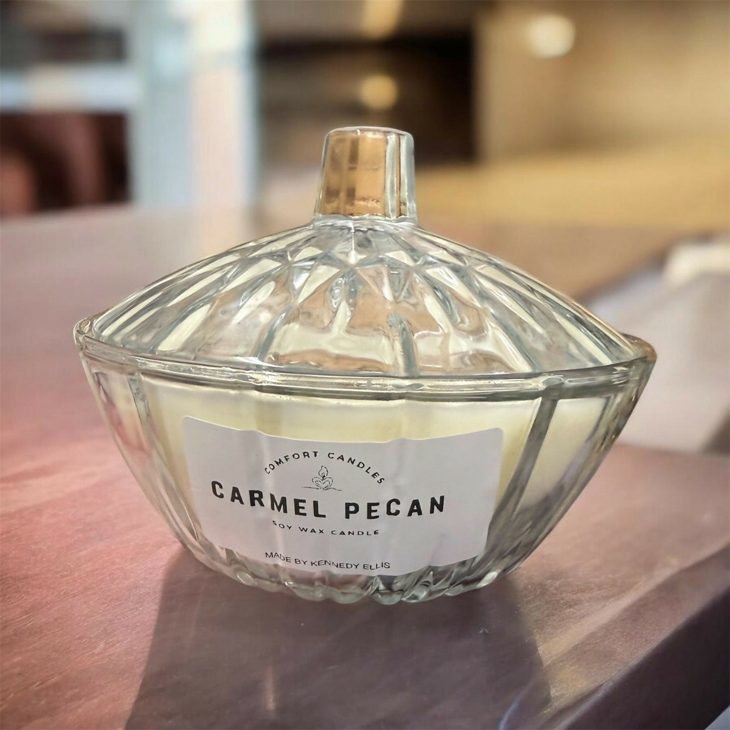 Carmel pecan, candy dish candle