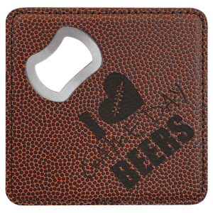 Square Leatherette Bottle Opener Coaster - Engraved with New Ross Logo