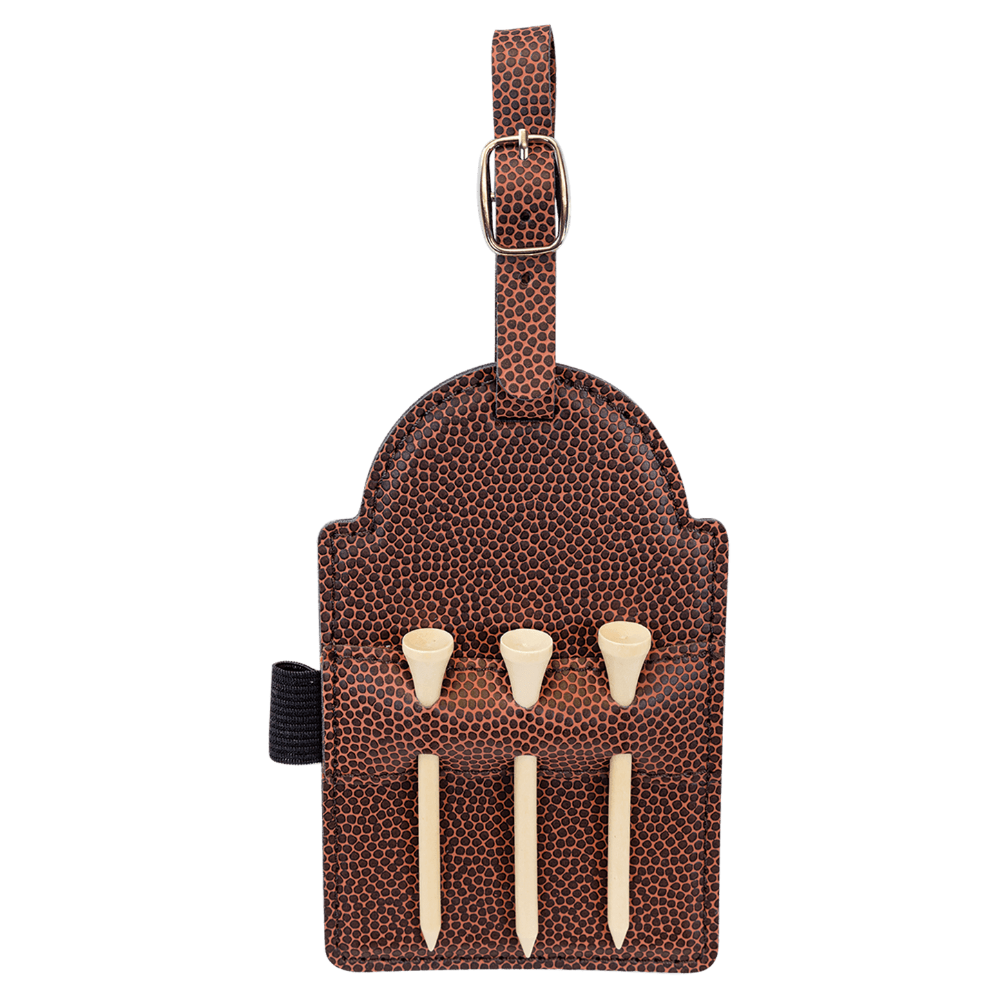 5" x 3 1/4" Leatherette Golf Bag Tag with 3 Wooden Tees