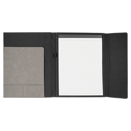 9 1/2" x 12" Laserable Leatherette Canvas Portfolio with Notepad
