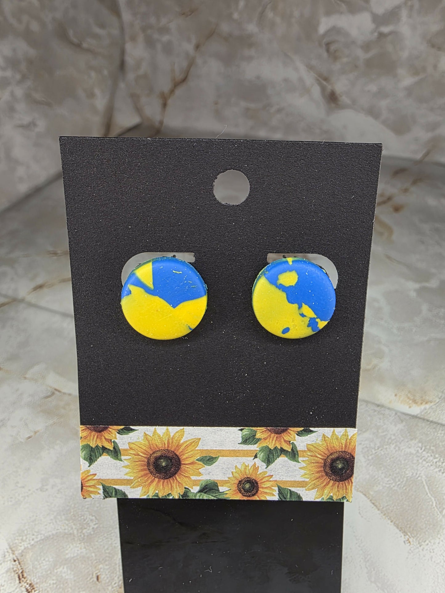 Gold & Blue Circle Studs (Crawfordsville)