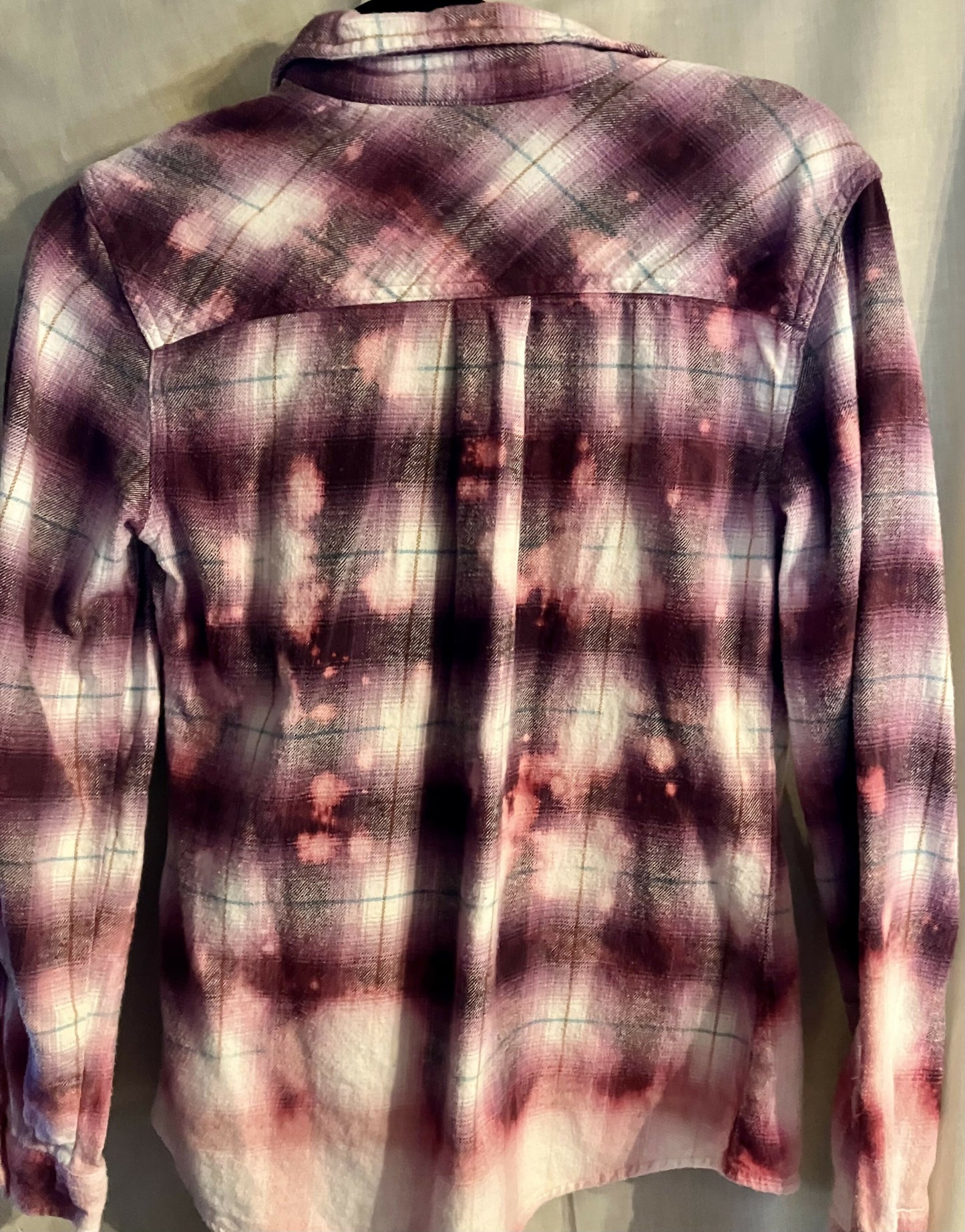 Hand bleached purple flannel sz SM #2886