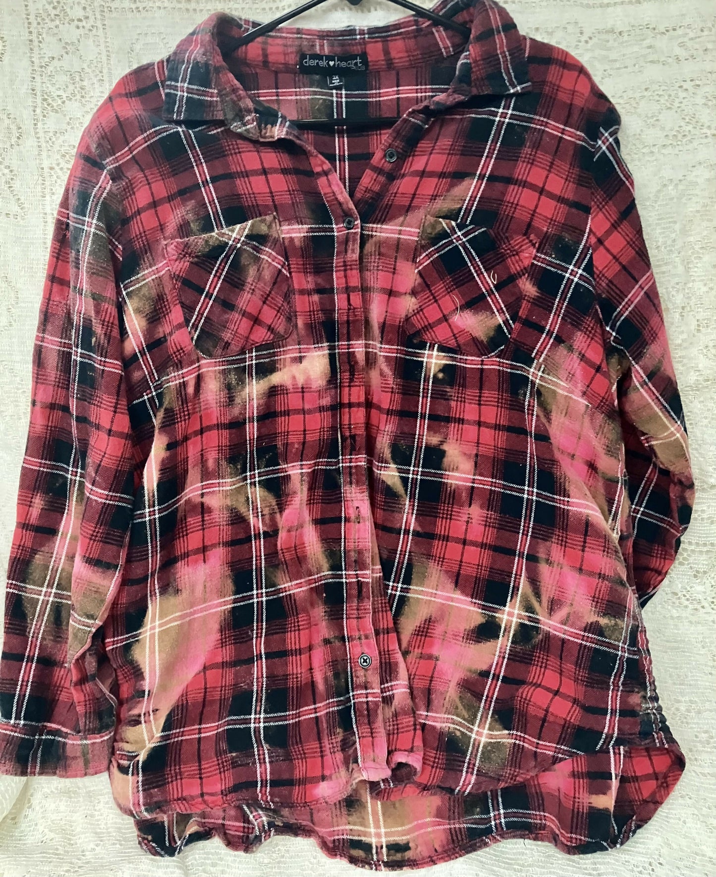Hand bleached Flannel I love you #2713
