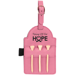 5" x 3 1/4" Leatherette Golf Bag Tag with 3 Wooden Tees