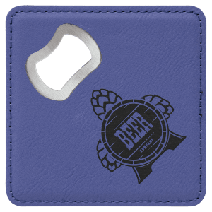 Square Leatherette Bottle Opener Coaster - Engraved with New Ross Logo