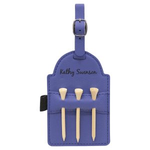 5" x 3 1/4" Leatherette Golf Bag Tag with 3 Wooden Tees