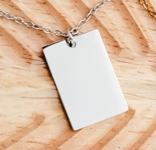 Wide Rectangle Pendant Necklace