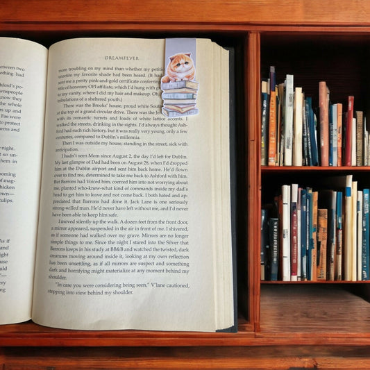 Fat Cat on Book Magnetic Bookmark