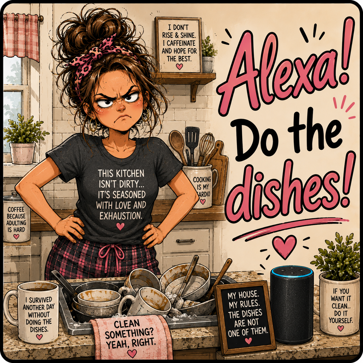 Alexa Do The Dishes Square Magnet