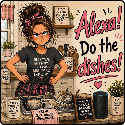 Alexa Do The Dishes Square Magnet