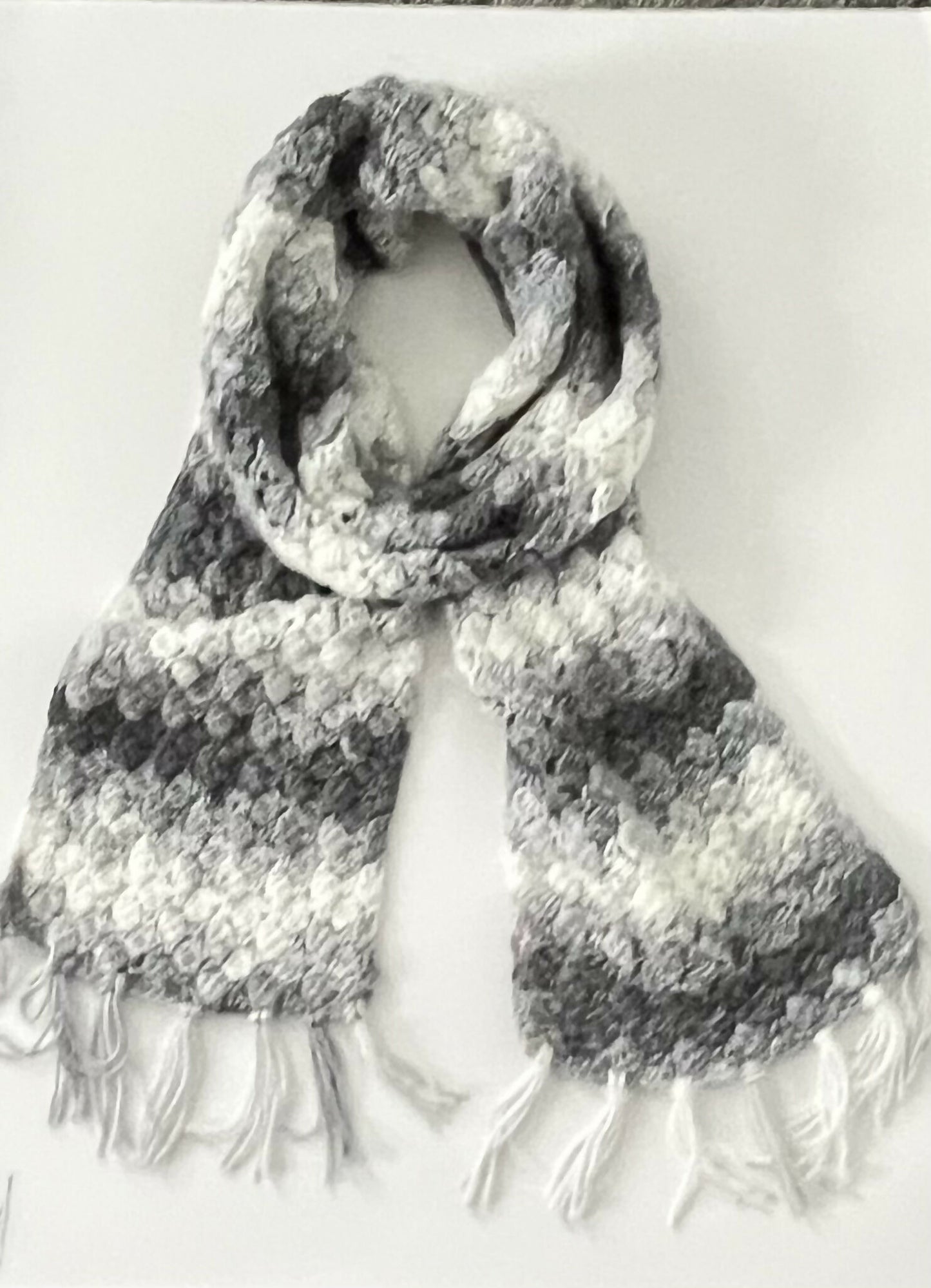 Gray Scarf w/fringe 8x70