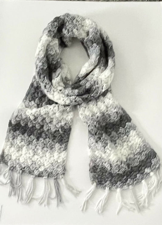 Gray Scarf w/fringe 8x70