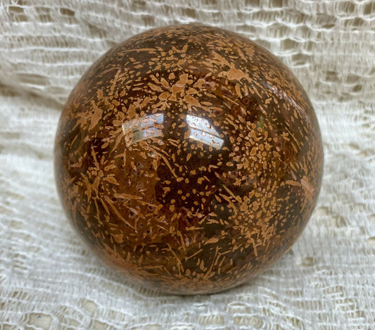 #3220 3" Fire work jasper sphere 382gr