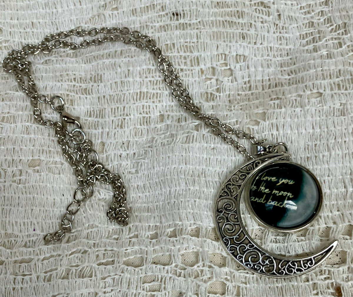 #2243 Crescent moon necklace/i love you