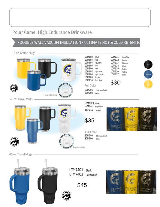 Crawfordsville High School Polar Camel Coffee and Travel Mugs