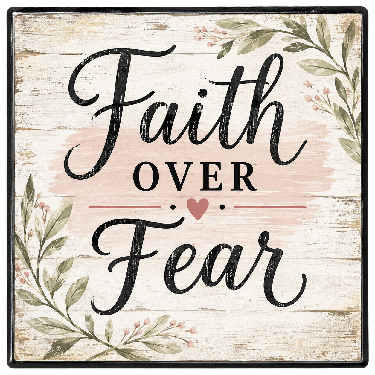 Faith over Fear (pink) Square Magnet