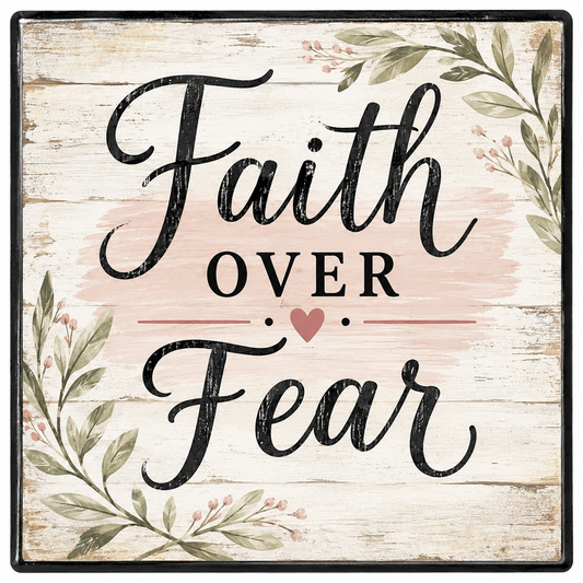Faith over Fear (pink) Square Magnet