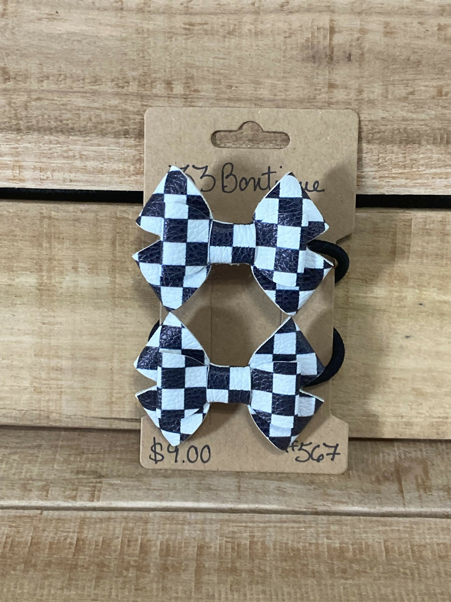 Checked Flag Hair Bow Pigtails