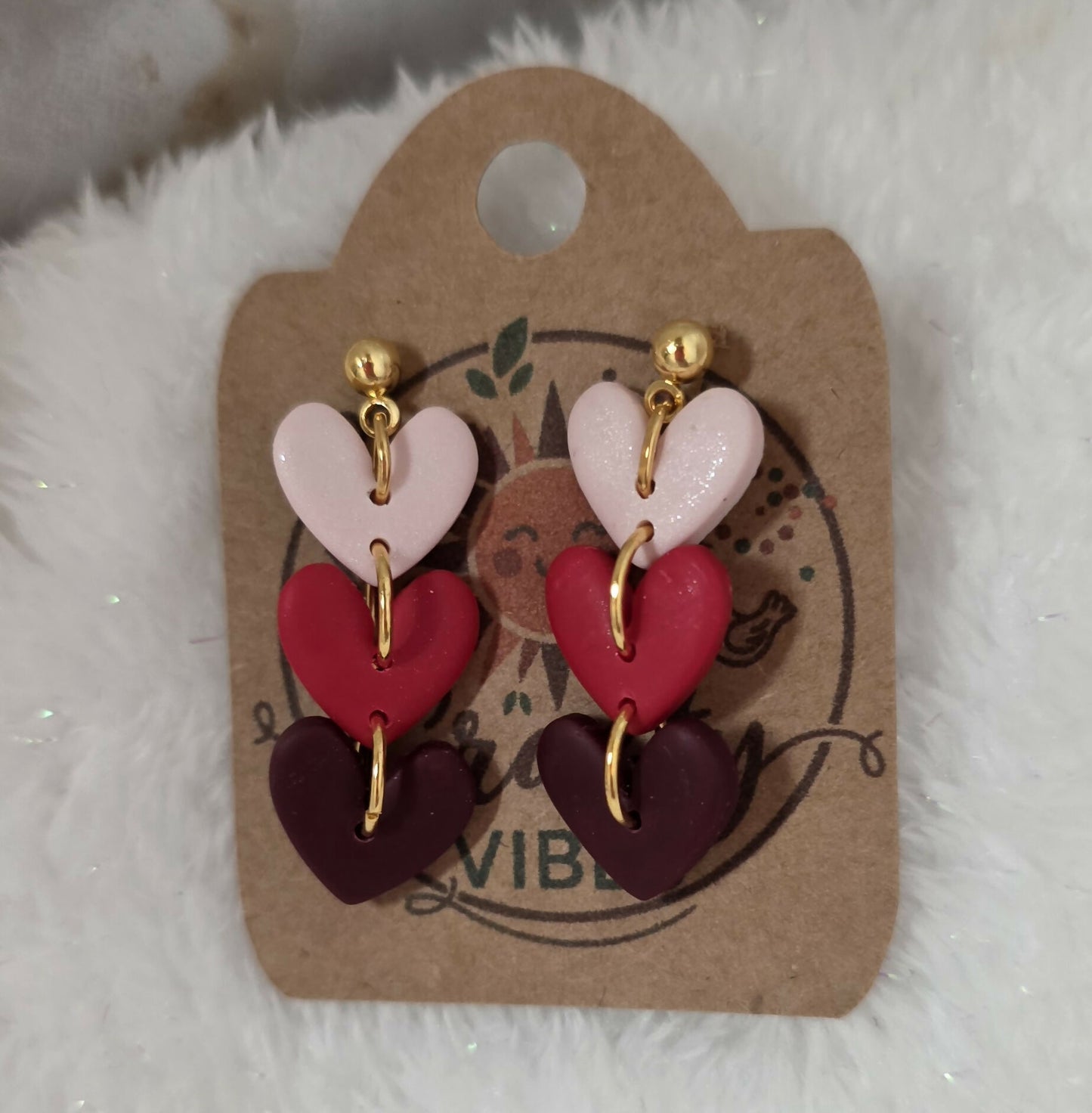 Multi Colored Heart Stud Dangle