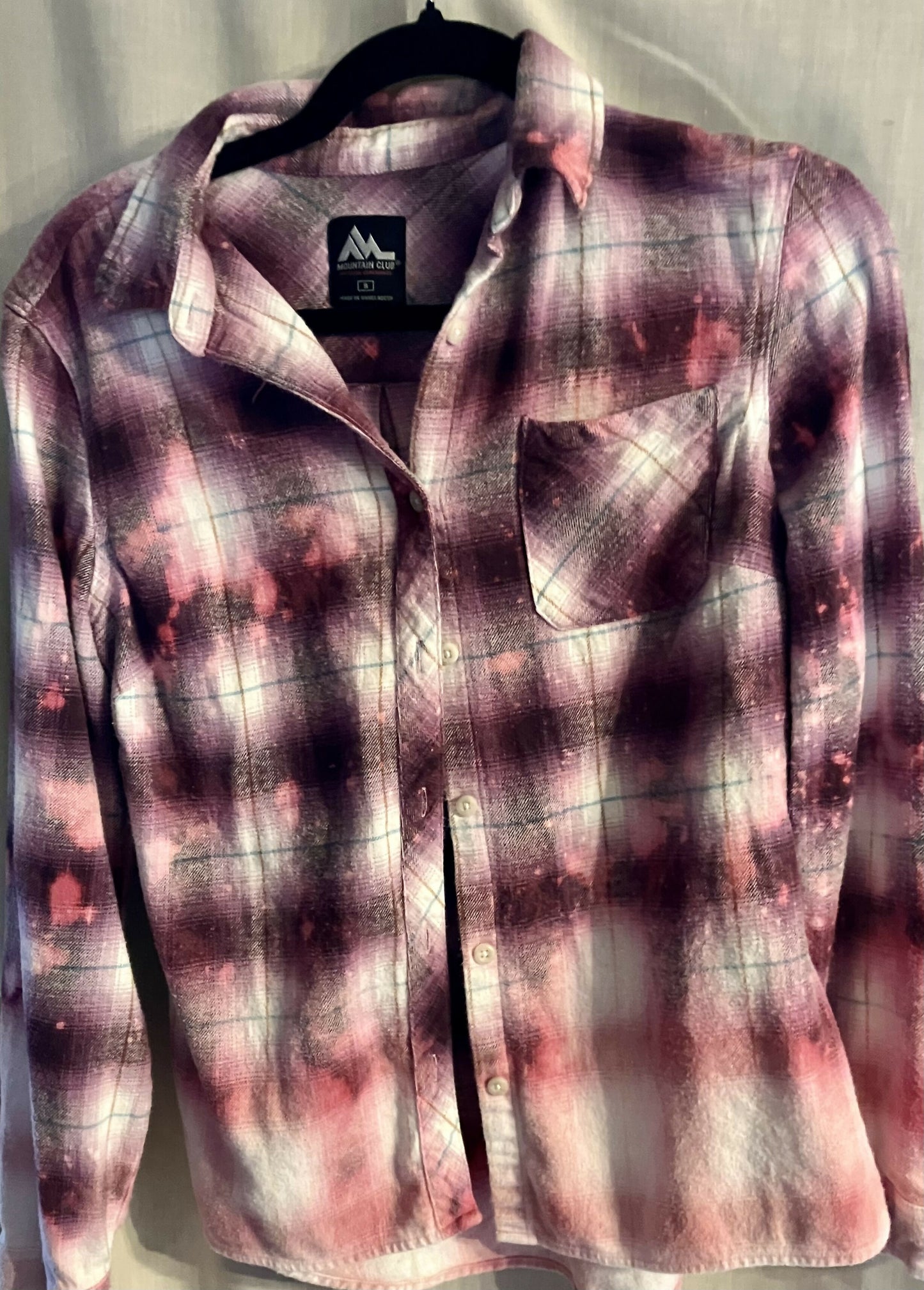 Hand bleached purple flannel sz SM #2886