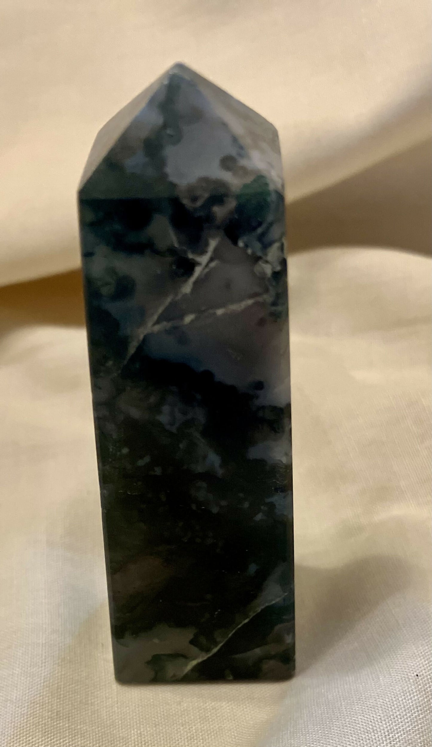 3" Moss agate obelisk #2254