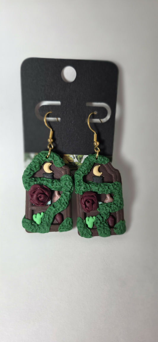 Enchanted Garden Bookshelf Earrings,