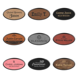 3" x 1 1/2" Leatherette Oval Badge