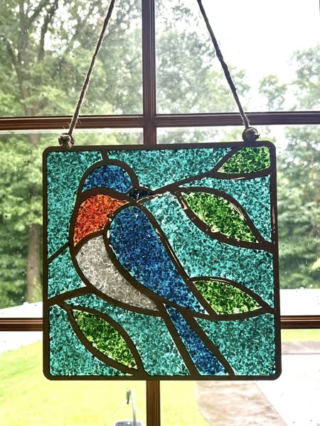 Eastern Blue Bird Crushed Glass Resin Sun Catcher