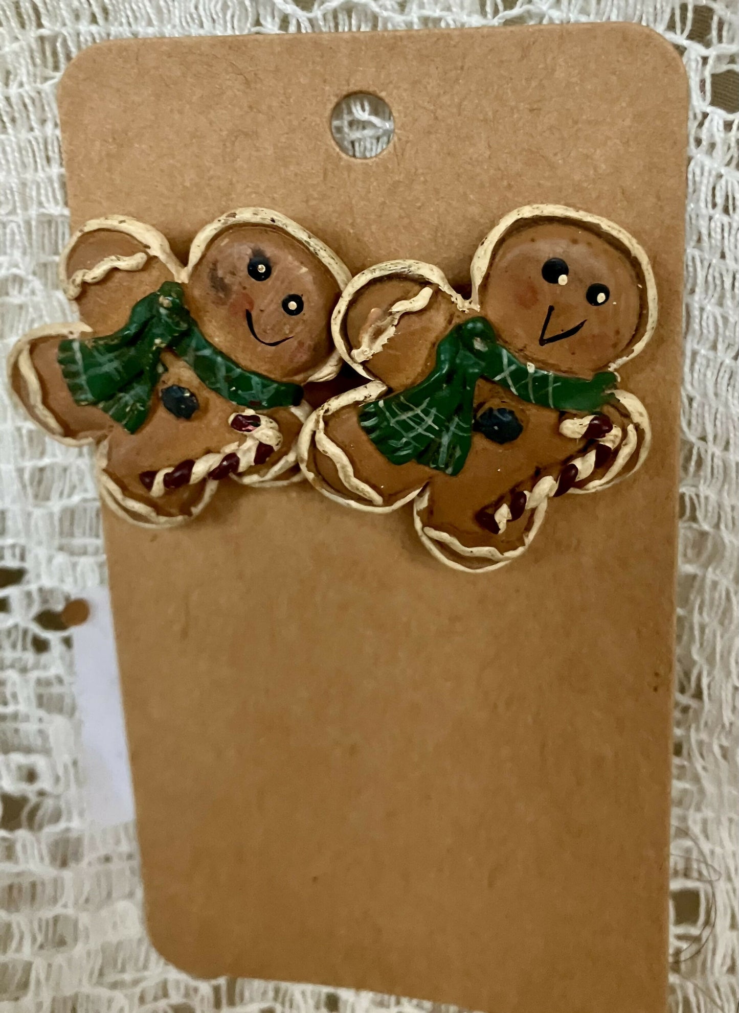 Vtg gingerbread earrings #2980