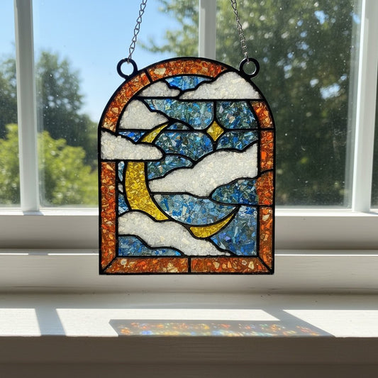 Night Sky Crushed Glass Sun Catcher