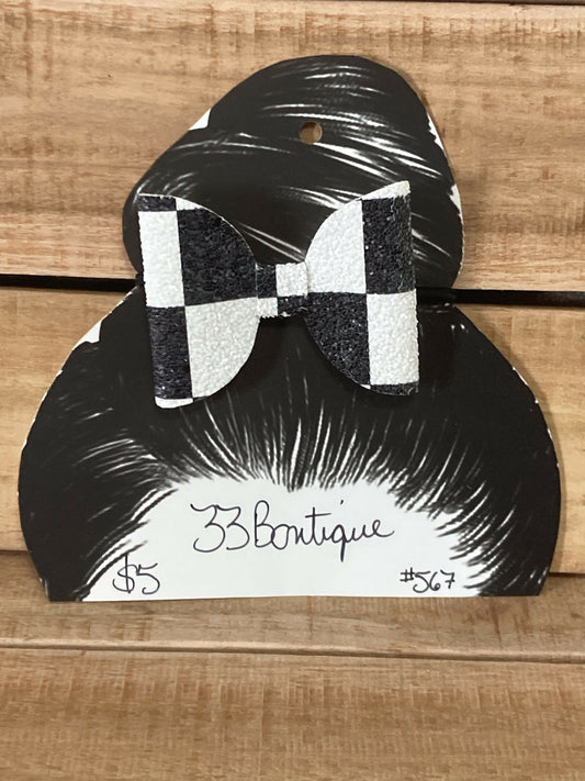 Checkered Flag Hair Bow Ponytail