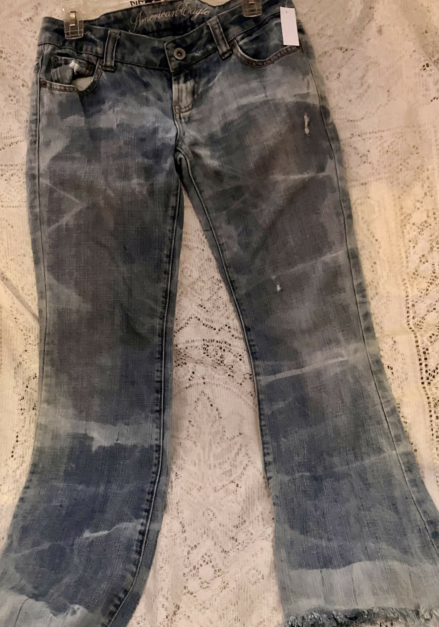 Hand bleached Jeans sz 2 #2834