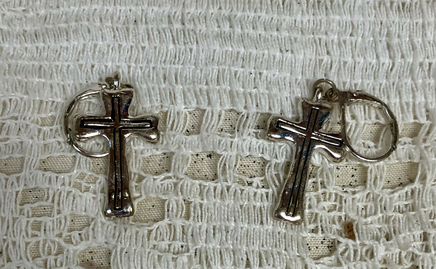#2156 Silver cross earrings
