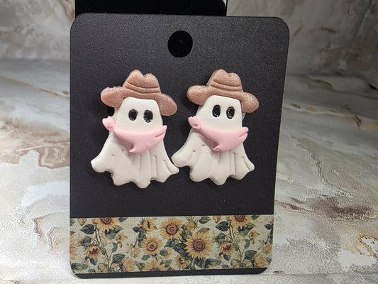Small Pink Pony Ghost Earrings