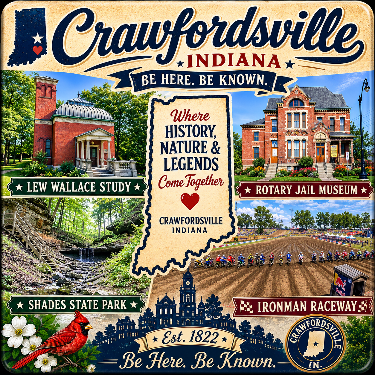 Crawfordsville Square Magnet