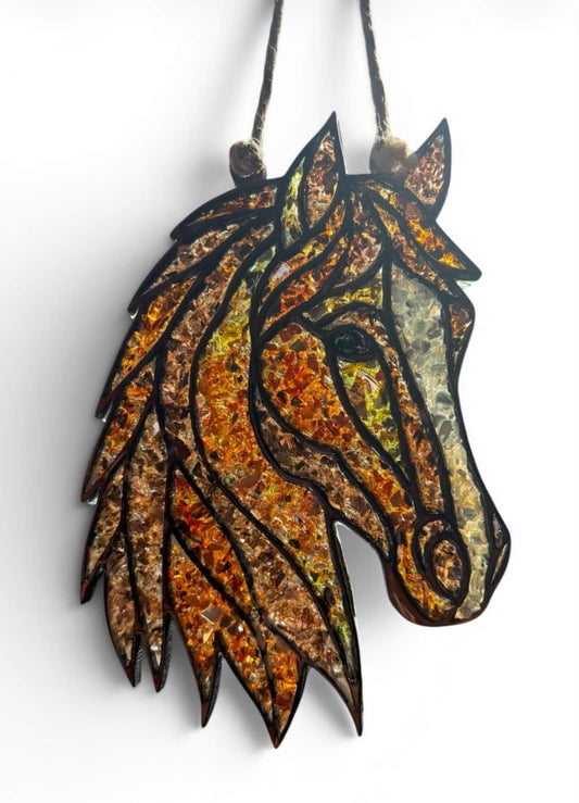 Horse Crushed Glass Resin Sun Catcher