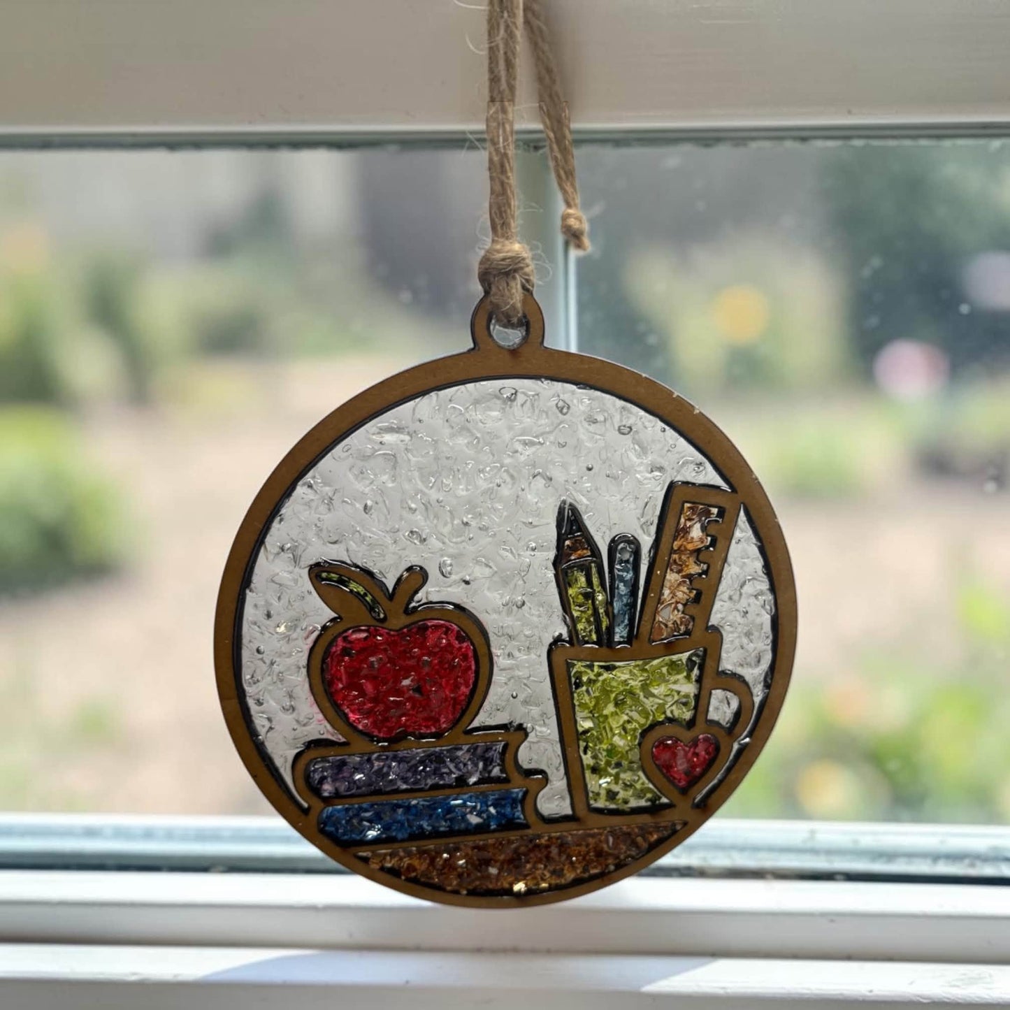 Teacher Crushed Glass Resin Sun Catcher