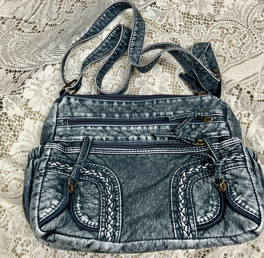 #1401 Distressed Boho denim purse