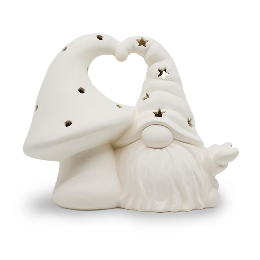 DIY Ceramic Gnome Hugging Mushroom Lantern