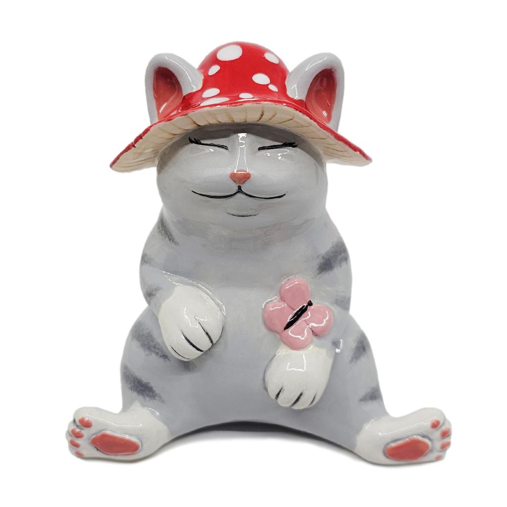 DIY Ceramic Mushroom Hat Cat
